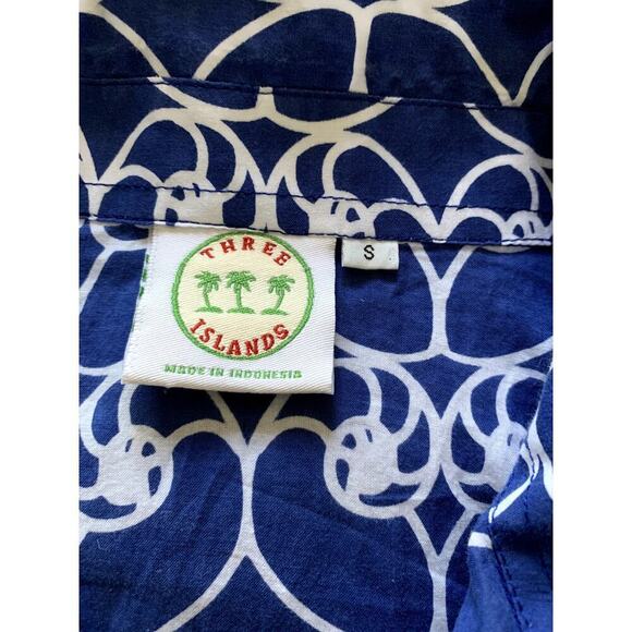 Three Islands 100% Cotton Blue and White Shell Print Tunic Top Size Small - Picture 5 of 5